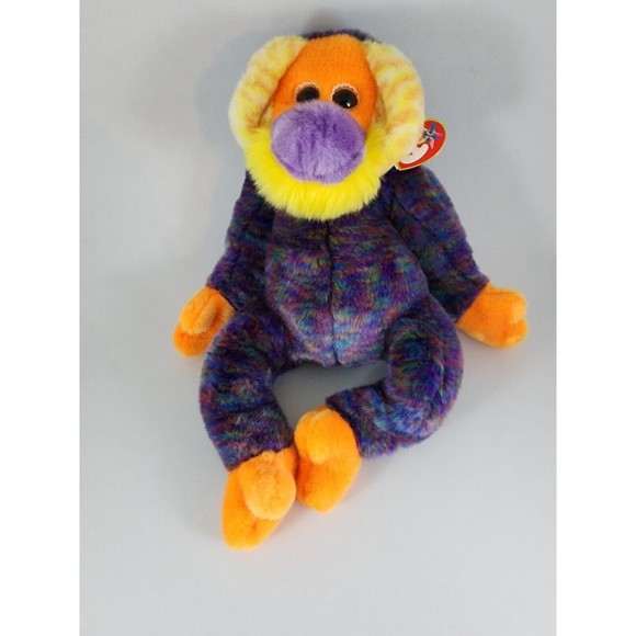 Ty Other - Vintage 2001 Ty Beanie Buddies BANANAS the Orangutan Tie Dye Plush Purple 15"